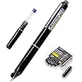 WRITECH Retractable Fountain Pen Set: Fine Nib Black Ink Pens Includes 5 Ink Cartridges Smooth Writing for Sketching Journaling Calligraphy Gift (Black)