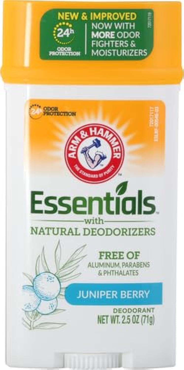 ARM & HAMMER Essentials Solid Deodorant, Clean, Wide Stick, 2.5 oz. (Pack of 3)