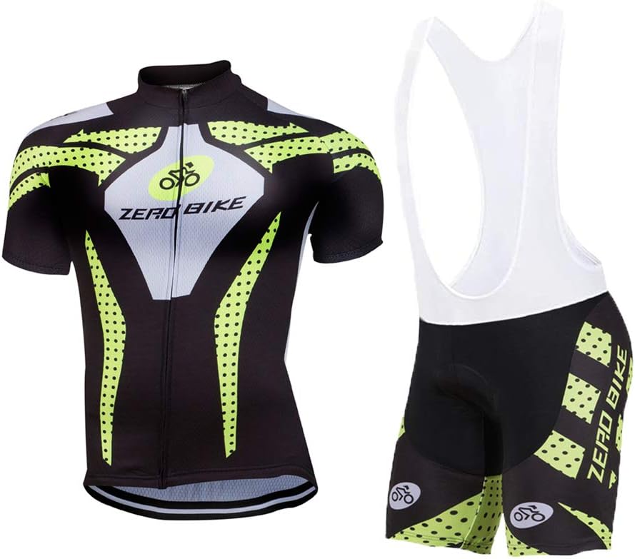 ZEROBIKE Men's Short Sleeve Breathable Cycling Jersey Padded Pant Outdoor Sports Wear Breathable Quick Dry