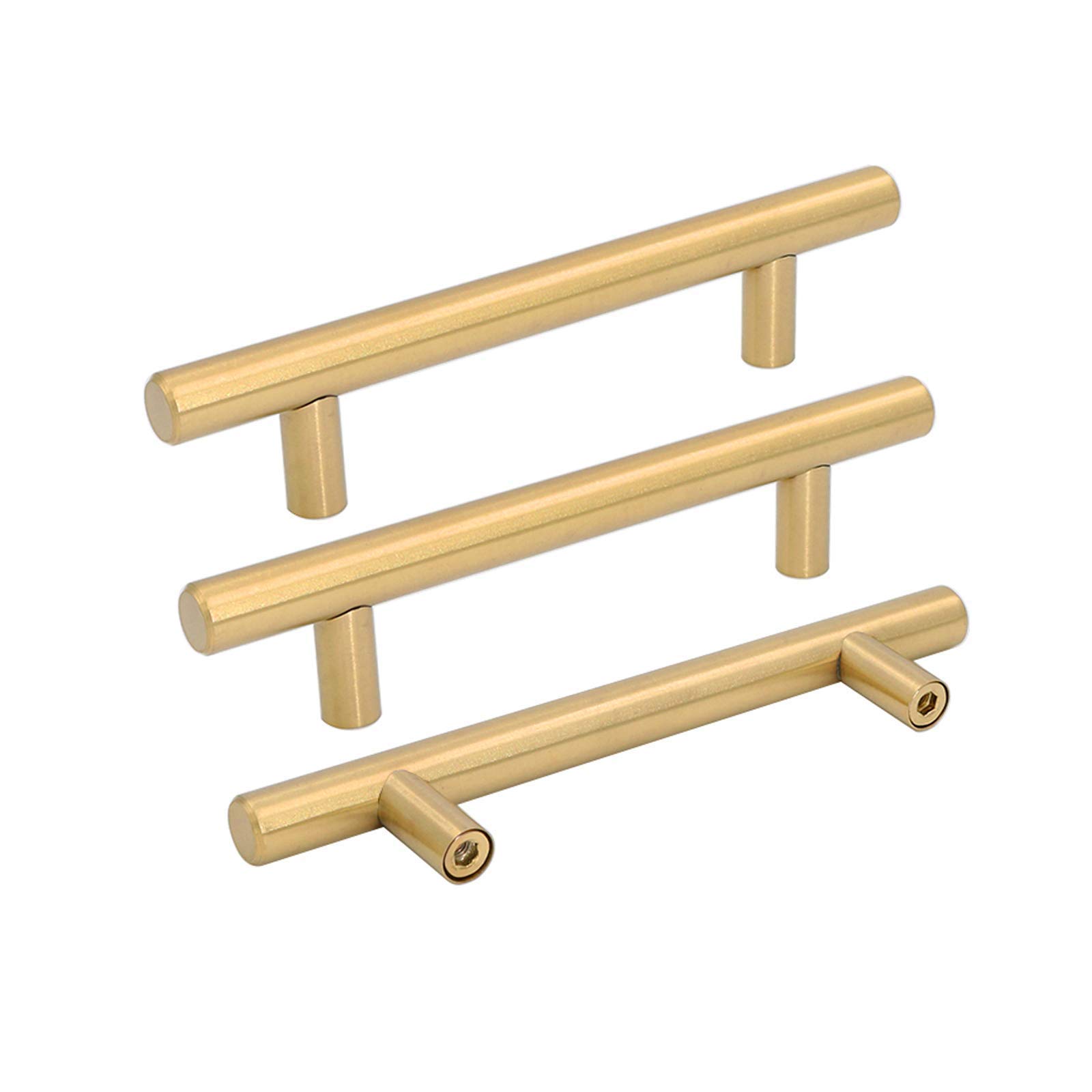 goldenwarm 2 Pack 4in Cabinet Pulls Kitchen Cabinet Handles - LS201GD102 Brushed Brass Cabinet Door Handle Bathroom Drawer Pulls Handles for Drawers