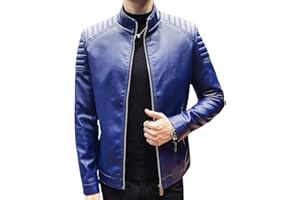 Womleys Mens Casual Stand Collar Slim Fit Faux Leather Jacket Biker Motorcycle Jacket
