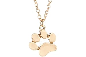Greendou Fashion Jewelry Cute Animal Paw Print Pendant Puppy Dog Cat Pet Memorial Pendant Necklace (Gold)
