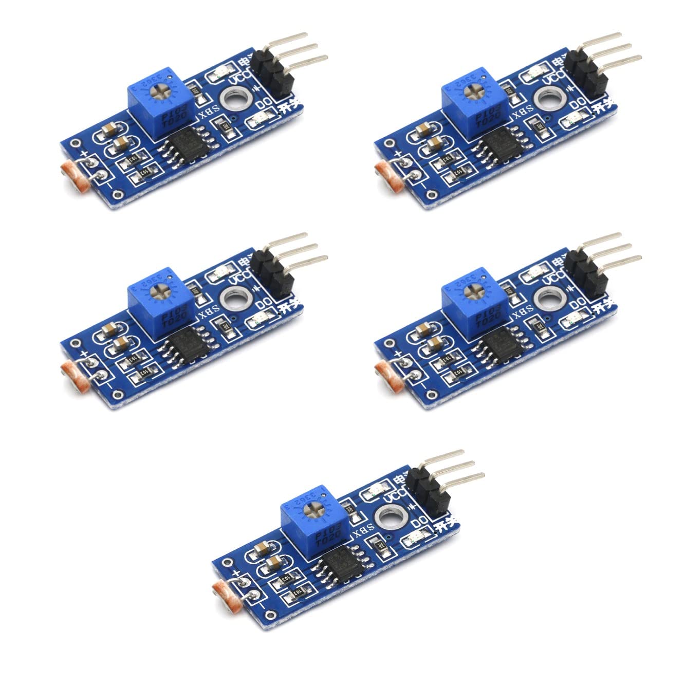JZK 5x Photoresistor Sensor Module, Digital Light Intensity Sensor Module, Light Brightness Detector Module, Light Brightness Sensor