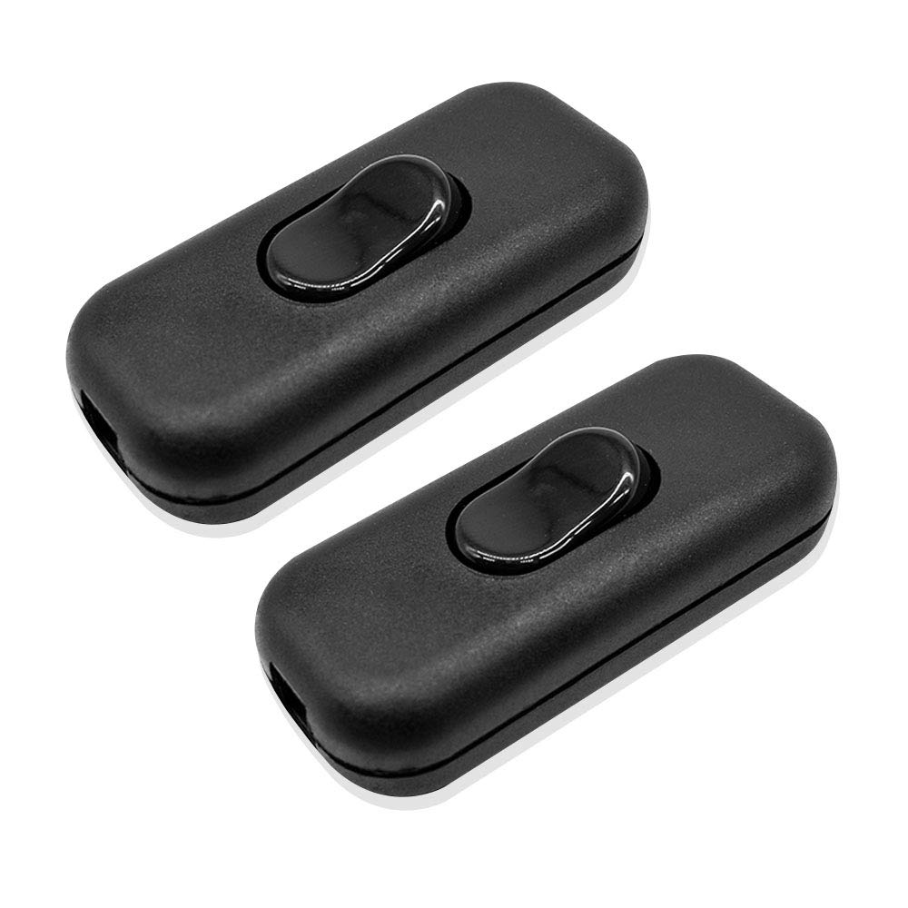 GZGXKJ 2 PCS Black Low Profile in-Line Torpedo Switch Inline Cord SwitchBulb Switch for Small Appliance or Lamp Accepts 2 Core Round or Flat Wire