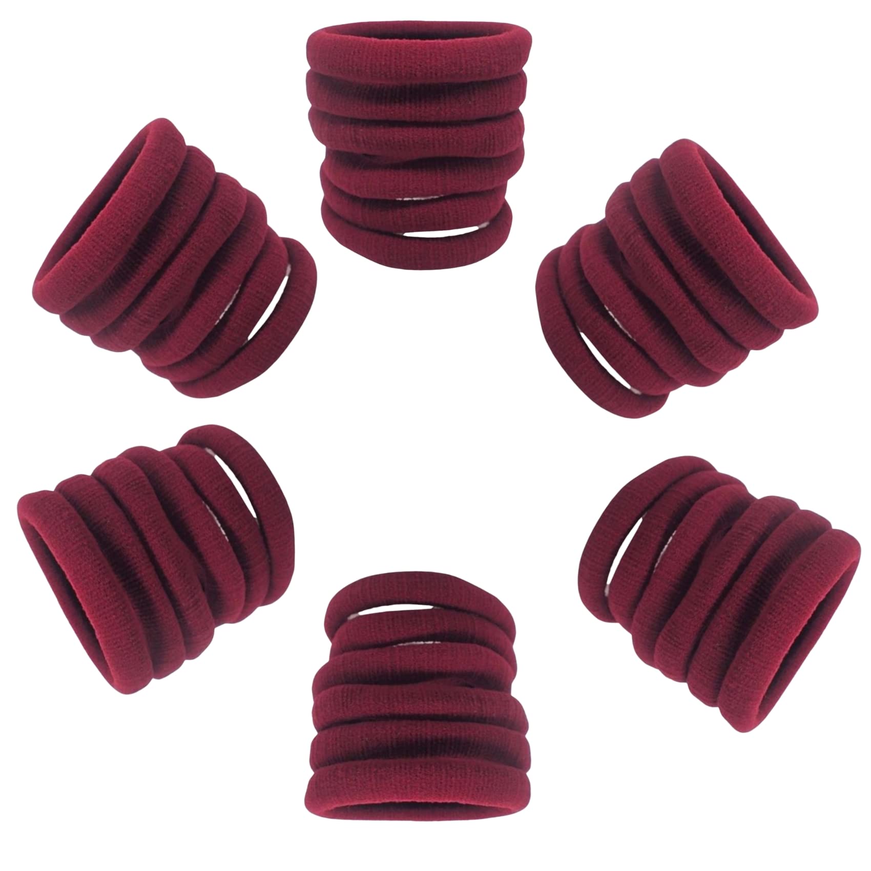 Topkids Accessories 36 pc Thick Hair Bands for Women and Girls, Hair Bobbles Elastic HairBands Ponytail Holder Hair Ties Hair Elastics Hairbands Women Hair Ties No Damage elastic hair bands (Burgundy)
