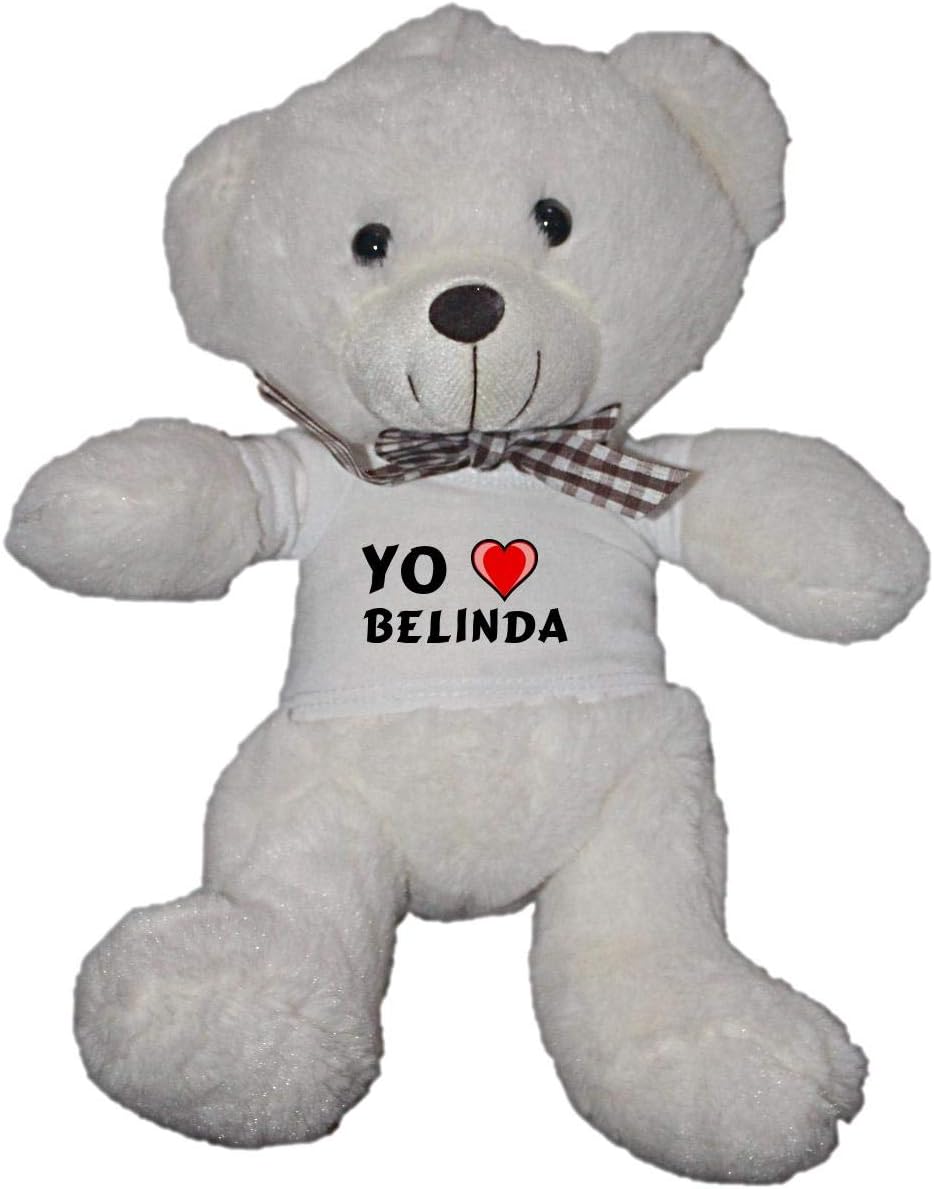 Oso blanco de peluche con Amo Belinda en la camiseta (nombre de pila/apellido/apodo): Amazon.es: Juguetes y juegos