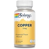 Solaray Copper 2mg, Essential Trace Mineral Pills, 100 Vegan Capsules | Chelated Copper Supplements for Women and Men, From Amino Acid Chelate Complex