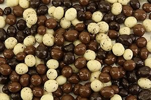 Planet Sweets Tri-Colored Dark Milk and White Chocolate Covered Roasted Espresso Coffee Beans 1.5 Pounds