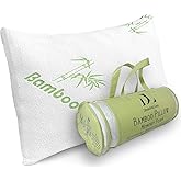 DreamField Linen Memory Foam Bamboo Pillow Queen Size - [Adjustable] for Sleeping - Cool & Breathable Cover with Zipper Rayon Derived from Bamboo - Relieves Neck Pain - Back/Stomach/Side Sleeper