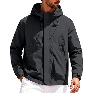 Rain Jacket Men Packable Windbreaker Outdoor Hood Waterproof Fall Raincoat | Breathable material, packable into pocket, relax