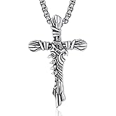 ADMETUS Sterling Silver Dagger Cross Necklace for Men Knife Cross Pendant Jewelry Protection Amult Religious Gifts
