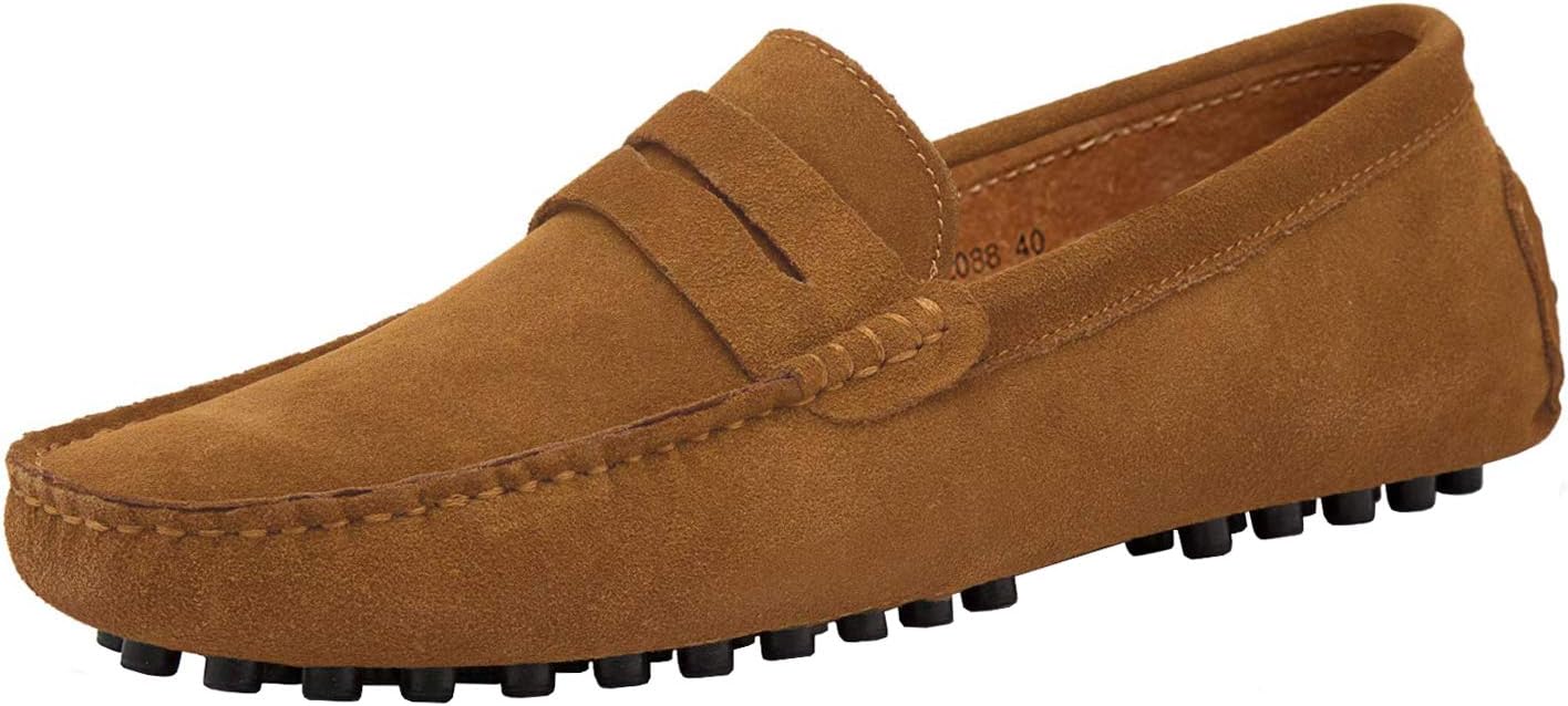 JIONS Mens Driving Penny Loafers Suede Moccasins Slip On Casual Dress Boat Shoes