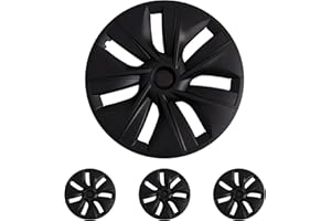 KAVANIC Fits for Tesla Model Y Wheel Cover Hubcap 19 Inch Matte Black Support Logo Range Improvement (4 PCS) Gemini Style 202