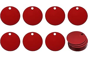 Rebower Aluminum Blank Tags Engraving Metal Stamping Blanks,[for Number Tag, Dog Tag,Pendant Decoration] - Dia 1.4 Inch/Red /