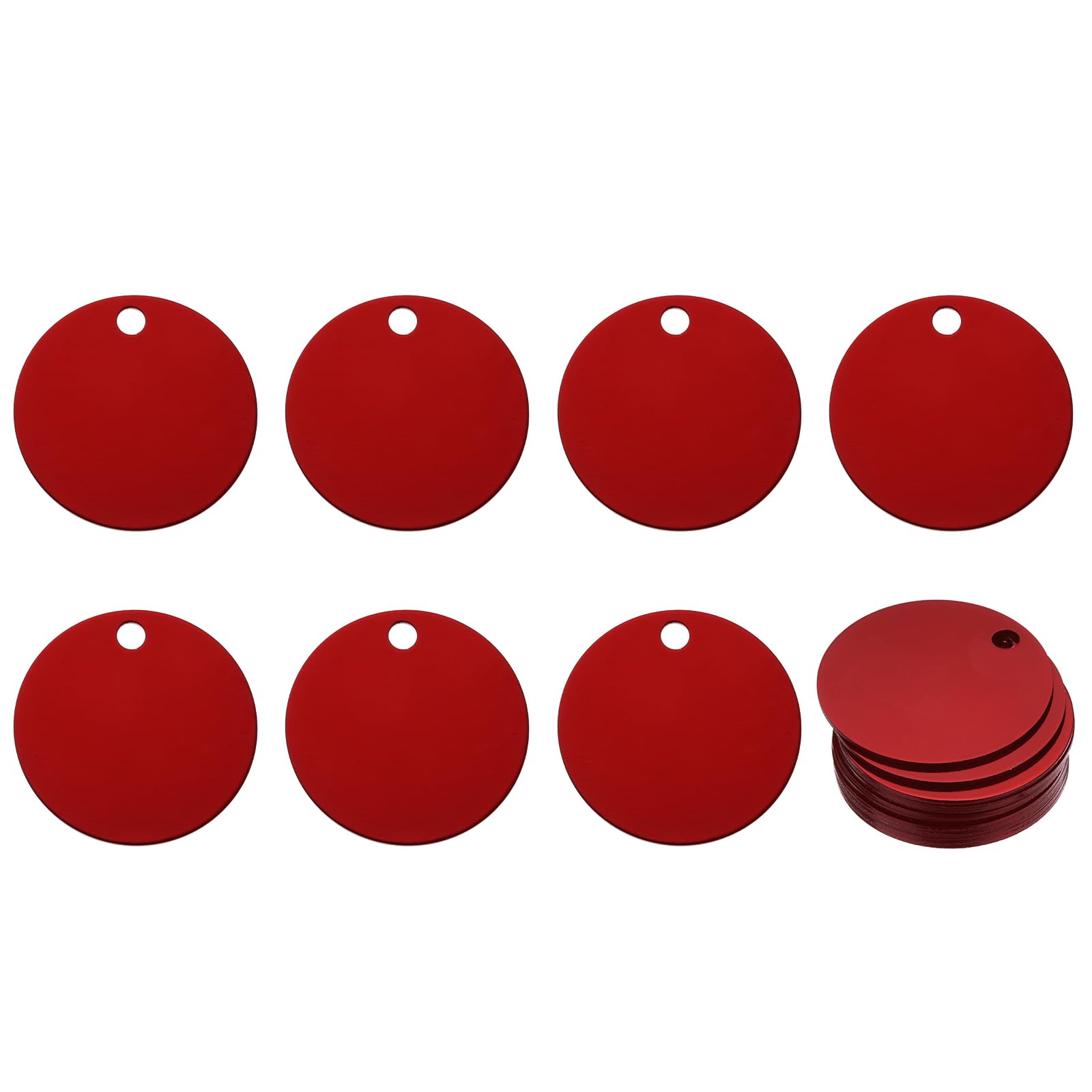 Rebower Aluminum Blank Tags Engraving Metal Stamping Blanks,[for Number Tag, Dog Tag,Pendant Decoration] - Dia 1.4 Inch/Red / 25 Pcs