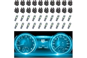 CARLEEF 20PCS Car LED Dash Lights - Super Bright Instrument Cluster Light Bulbs with T5 37 74 LED Bulbs & Twist Lock Socket - Universal 12V LED Lights for Car Interior Accessories (Ice Blue)