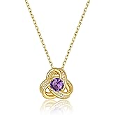 KeyStyle Love Knot Birthstone Necklace for Women, Gold Infinity Crystal Charm Birthstone Anniversary Jewelry for Her, Birthday Necklaces for Mother Wife Grandma BFF (with Gift Box)