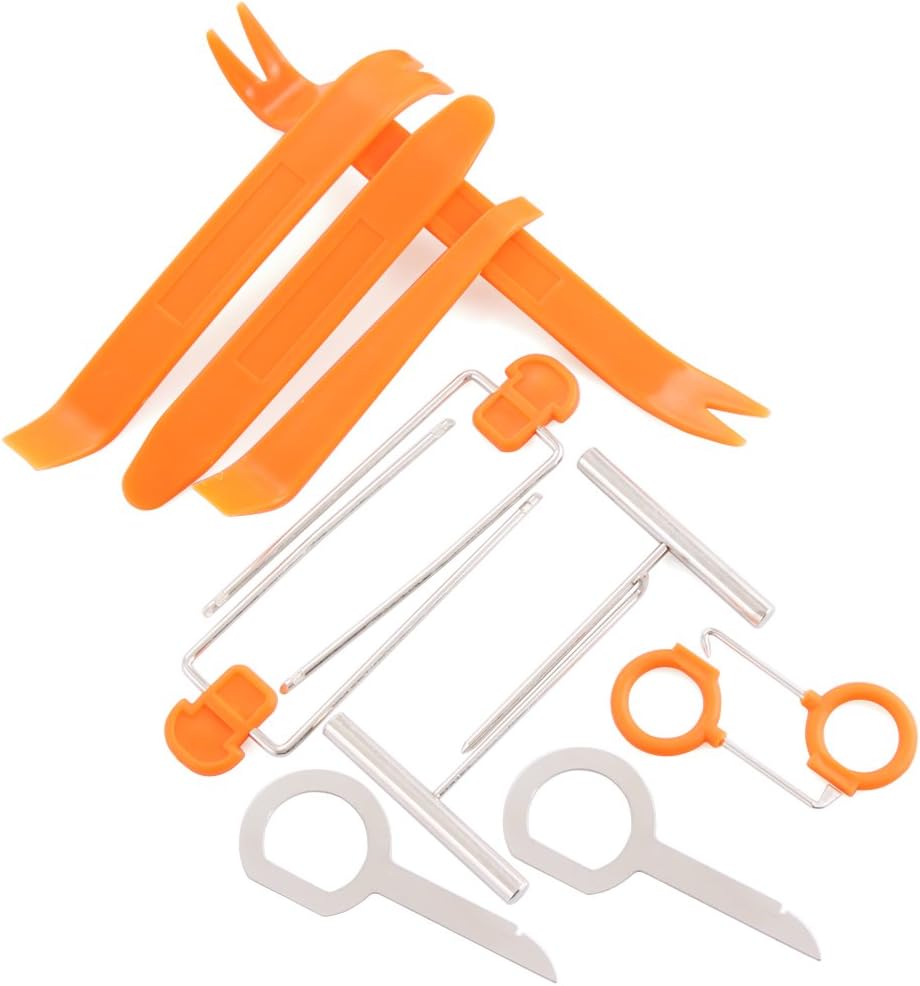 BENZEE 12pcs Car Dash Stereo Radio Audio Installer Pry Tool Door Clip Panel Trim Removal Tool Kits For AUDI A3 A4 A5 A6 A7 A8 Q3 Q5 Q7 PORSCHE Carrera Boxster Cayman Cayenne Panamera