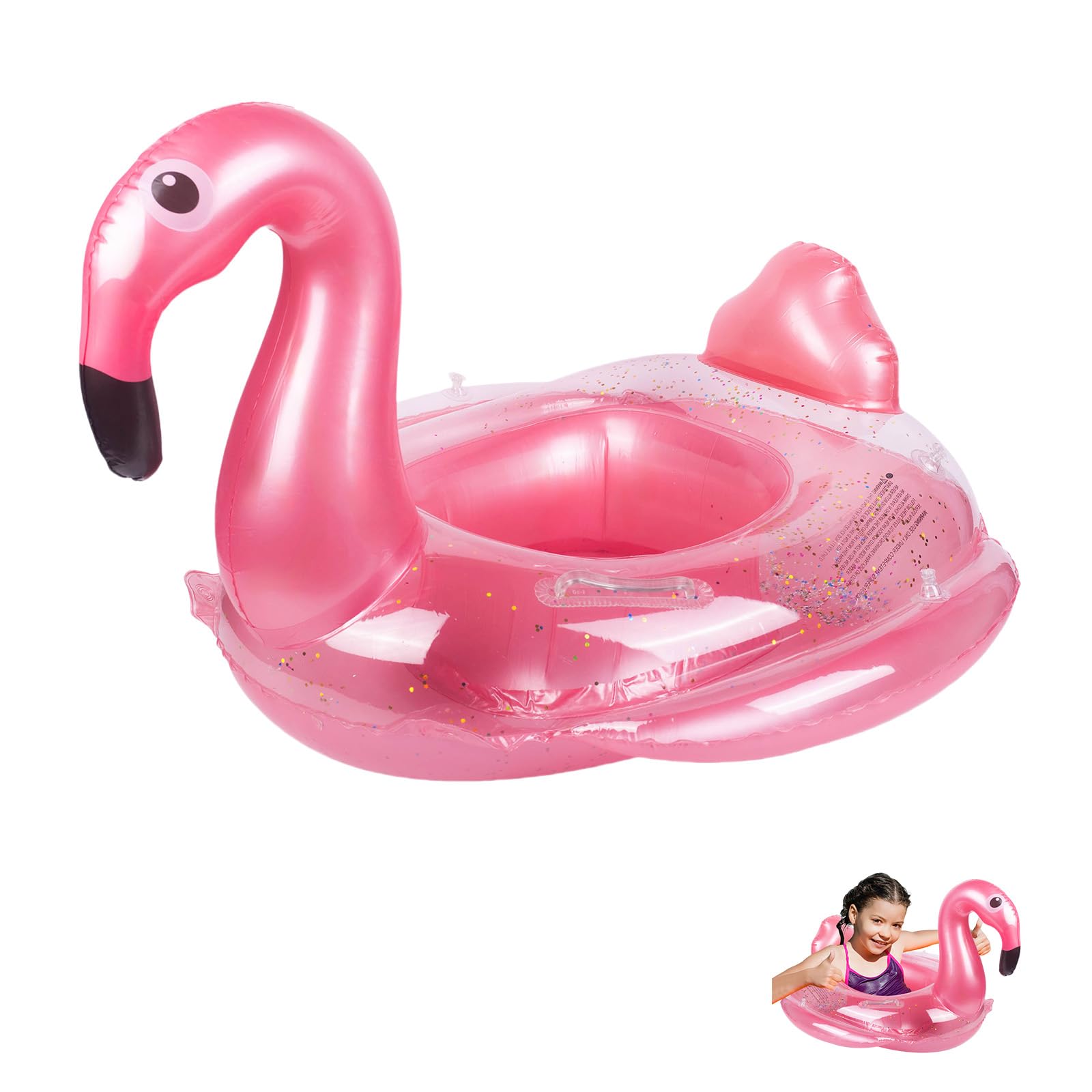 Baby Swimming Float, Baby Inflatable Pool Float with Seat for 6-36 Months, Baby Girl Inflatable Baby Swimming Ring Pool Float for Infant Toddler Kids 1-3 Years (Flamingo)