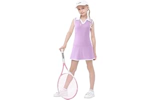 Kukume Girls Tennis Golf Dress Sleeveless Tank Top and Skorts Skirt Set with Shorts Racerback Athletic Workout Outfit 4-13Y
