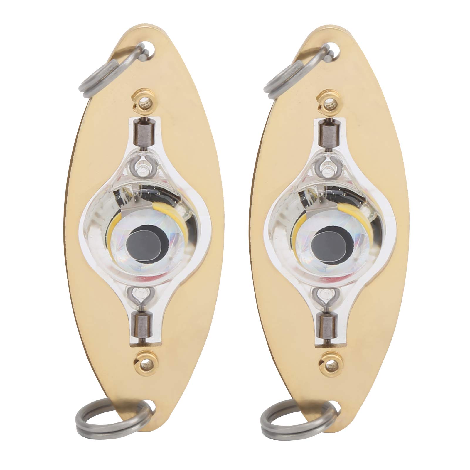 Pwshymi 2Pcs Fishing LED Lure Kit Light Eye Shape Colorful Flashing Light Bait Deep Drop Underwater Lure Lamp Flasher Diamond Lights for Outdoor Fishing