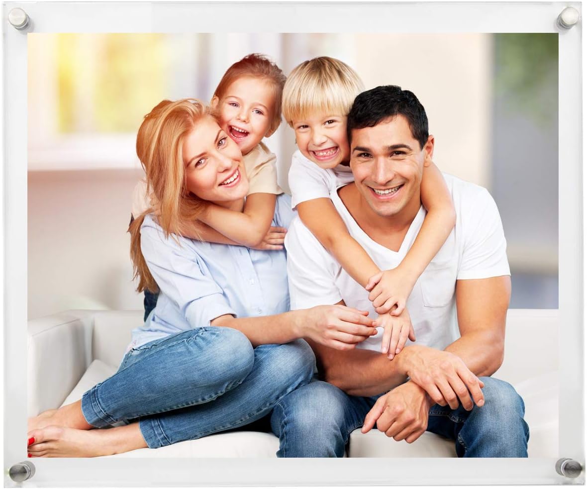 Acrylic Sign Holder 8x10 inches - Floating Picture Frame 8x10 Wall Mount w/Silver Bolts - 8x10 Picture Frame - Document Frame - Certificate Display (8x10)