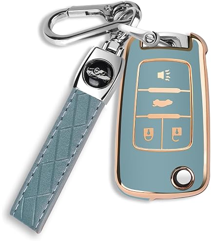 Bqepe Cover Portachiavi In Pelle E Metallica Per Chevy Chevrolet – Compatibile Con Equinox, Camaro, Cruze, Malibu, Sonic, GMC Terrain, Buick (Smart Key)