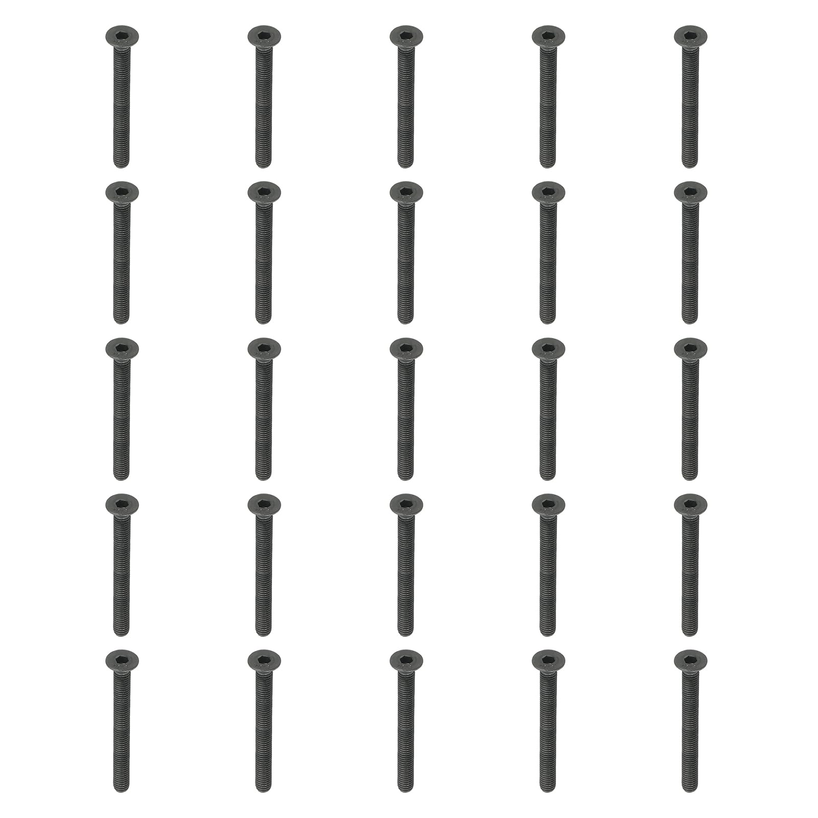 PATIKIL M5 x 50 mm Flat Head Socket Cap Screws, 20 Pack Flat Countersunk Bolts Medium Carbon Steel Hex Socket Drive Machine Screws Full Thread Black Oxide Grade 10.9