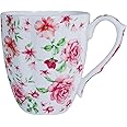 YUESITE 14oz Bone China Coffee Mugs for Women Floral Coffee Mug Tea Cups Novetly Coffee Cups Gift for Women Mom Friends