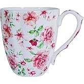 YUESITE 14oz Bone China Coffee Mugs for Women Floral Coffee Mug Tea Cups Novetly Coffee Cups Gift for Women Mom Friends