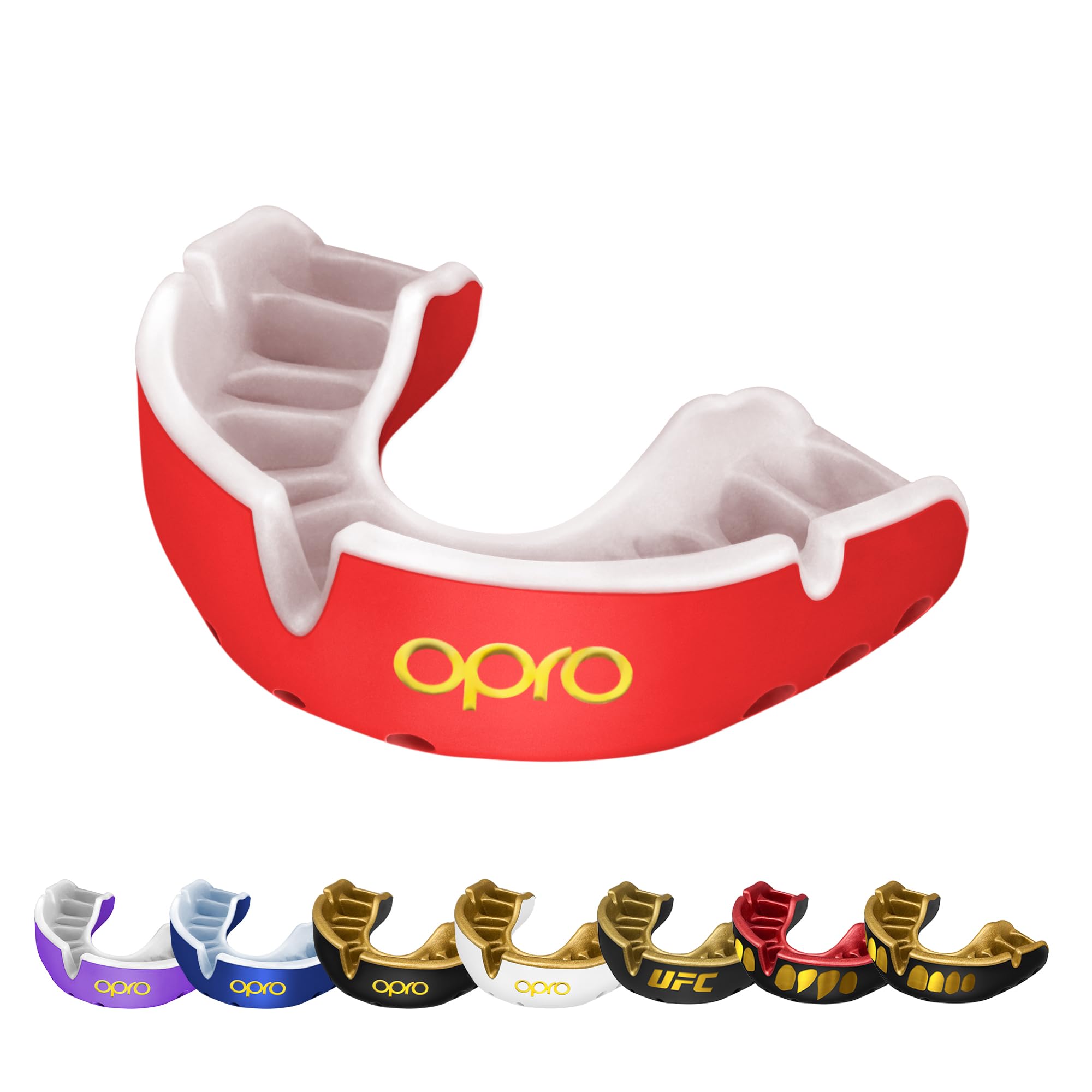 OPRO Gold Level Mouthguard Premium Fit – Gum Shield Adult and Kids – OPRO Mouth Guard Boxing and MMA, Easy Self-Fit Gum Shield Rugby and Hockey – Premium Protection with Dental Warranty