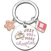 Unique Bookish Gifts For Readers Book Lovers Women Best Book Themed Gifts For Book Reader Cute Book Accessories Keychain Book Lover Bookworm Gifts For Women Birthday Mothers Day Just One More Chapter