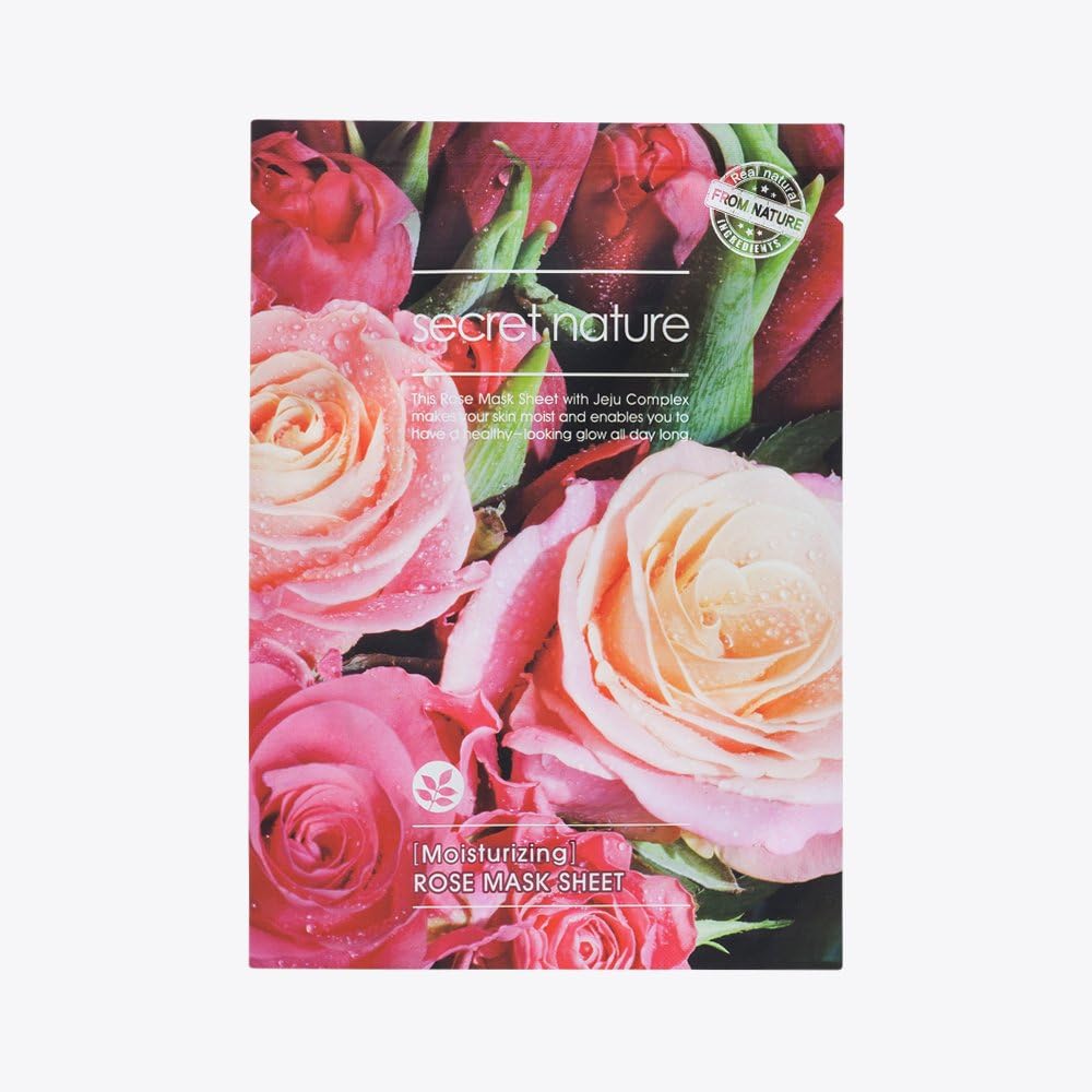 [Secret Nature] Anti-Aging Facial NATURAL COTTON ESSENCE Mask Sheet Jeju Complex (Rose (Moisturizing)5ea)