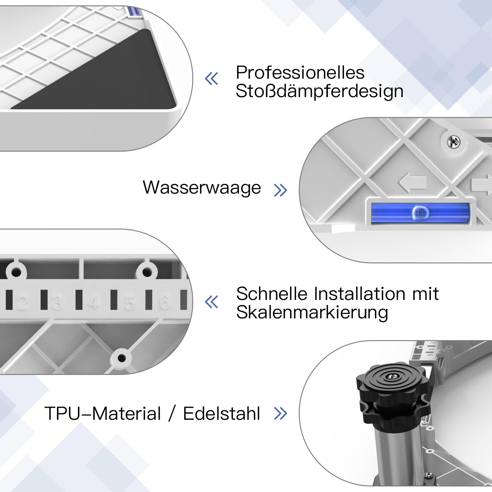 DEWEL Waschmaschine Untergestell Verstellbare Bärenlast 300KG,Waschmaschine Sockel für Trockner Kühlschrank,Gefrierschrank,Waschmaschinen Podest Breite 45-65cm,Höhe 18–22cm,Weiß 5
