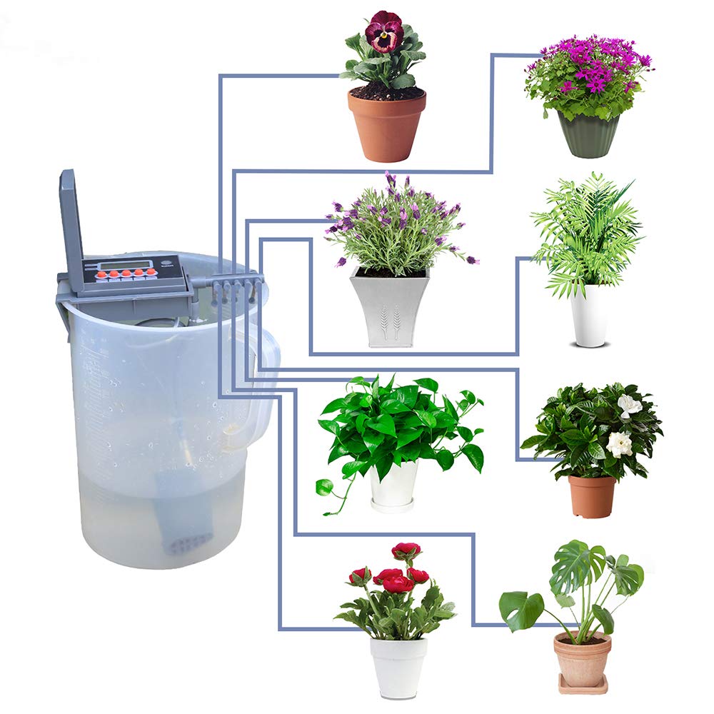 Automatic Micro Drip Irrigation Kit Watering Timer Irrigation Controller Watering System for Indoor Plants, Grey