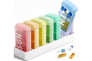 Betife Weekly Pill Organizer 2 Times a Day, Am Pm Pill Organizer 7 Day, Cute Daily Travel Pill Case, Day and Night Pill Box f