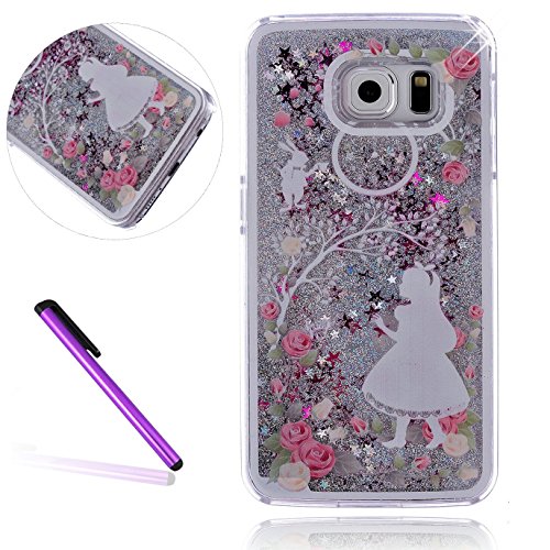 Galaxy S7 Case Samsung Galaxy S7 Case for Girls EMAXELER 3D Creative Design Angel Girl Flowing Liquid Floating Bling Shiny Liquid PC Hard Case for Samsung Galaxy S7 Silver White Dress Girl