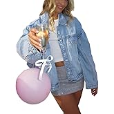 Justalwart Women Distressed Light Wash Oversized Denim Jacket