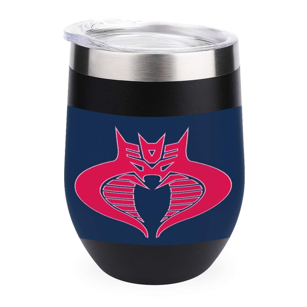 DeCobraCons Cobra Command Decepticons Logo TRAN-SFORMERS GI Joe Vacuum insulated wine glass with lid