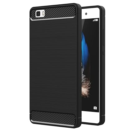 AICEK Huawei P8 Lite Hülle, Schwarz Silikon Handyhülle für Huawei P8 Lite Schutzhülle (5 Zoll) Karbon Optik Soft Case