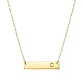 MOMOL Bar Pendant Initial Necklace, 18K Gold Plated
