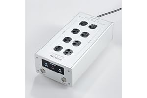 Pailvens AC Power Filter Power Conditioner with LED Screen Display, Power Purifier 8 Outlet Metal Surge Protector, Sound Filter/Noise Reducer for HiFi Audio CD DVD Player, Silver