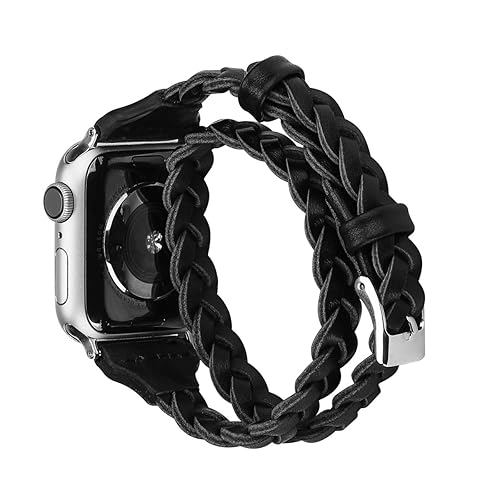 Moolia Double Leather Band Compatible with Apple Watch 38mm 40mm
