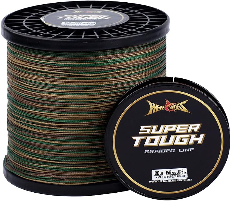 HERCULES Super Tough Braided Fishing Line 12lb 150yd Camouflage Green 4-Strand