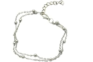 ink2055 Summer Beach Double Layer Bead Chain Anklet Women Sandal Barefoot Ankle Bracelet,Ankle Bracelets for Women Teen Girls Beach Jewelry Gifts