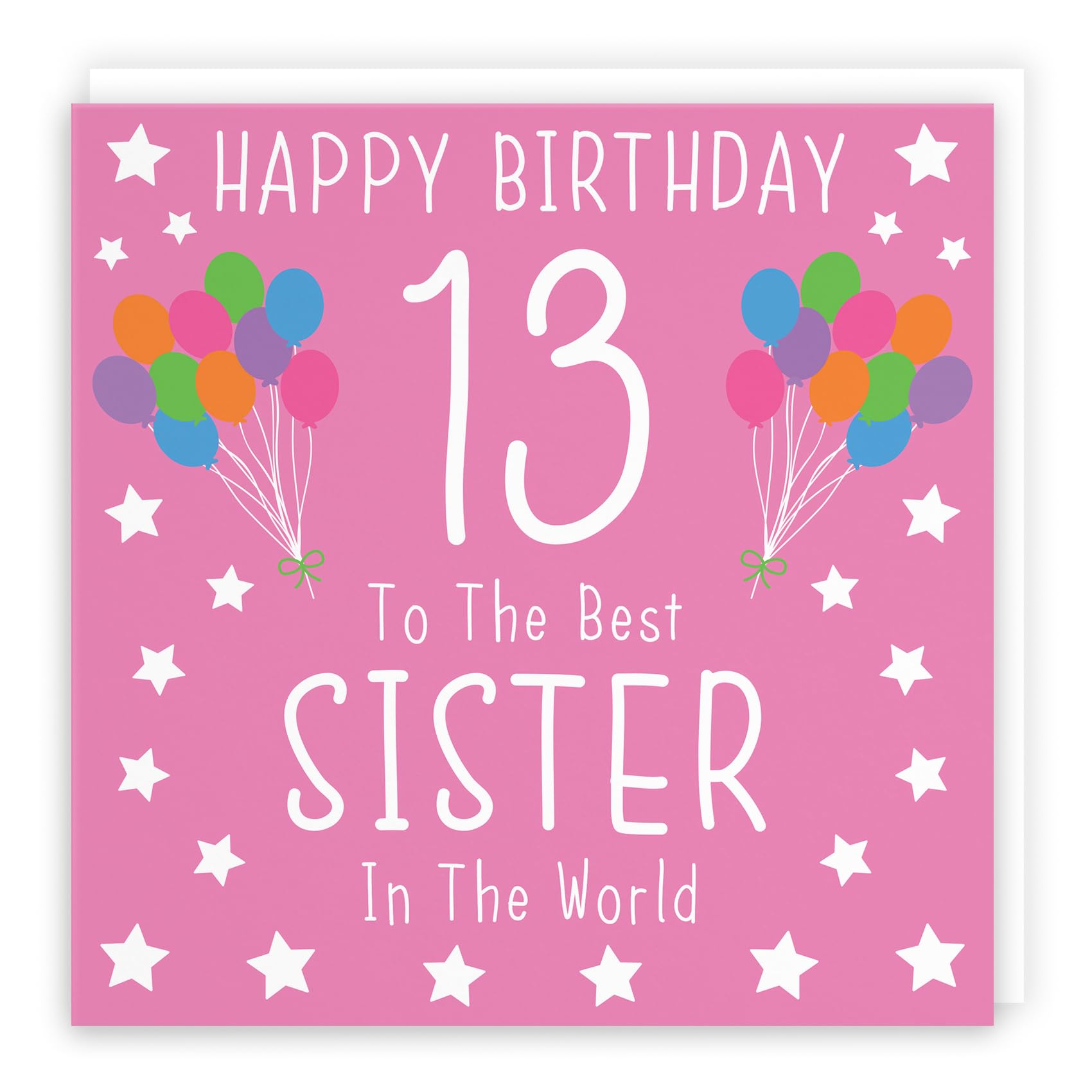 Hunts England - Large Sister 13th Birthday Card - Happy Birthday - 13 - To The Best Sister In The World - Iconic Collection - Large - 210 x 210 mm - Age 13