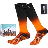 Heated Socks for Men Women - CYFJKG 2 * 5000mAh Rechargeable Battery Electric Socks with 4 Adjustable Heat Settings, Heated Hunting Sock Winter Heated Ski Sock for Cycling/Camping/Fishing/Hiking