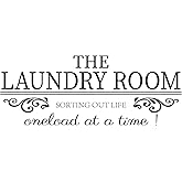 SUPERDANT Laundry Room Wall Sticker, Plastic, Black, 560mm x 230mm, Vintage Patterns Art Lettering Decal for Indoor Decoration