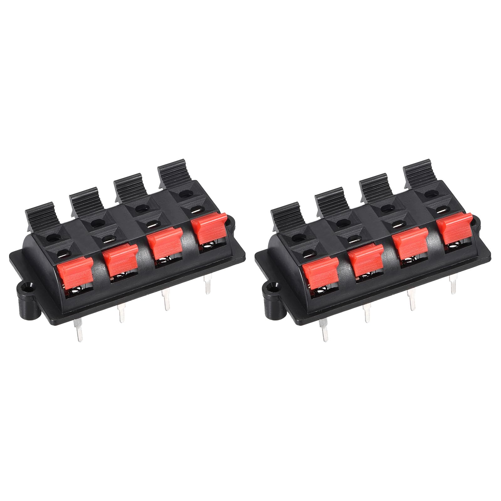 Rebower Spring Push Release Socket 2 Row 8 Position Speaker Terminal Connector, [for Speaker, Audio Player] - 1.5mm / Red Black / 2 Pcs
