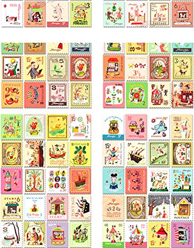 Alimitopia Adhesive Sticker,12 Sheets(240pcs) Stamp Shape DIY Decorative Paper Paster Ornament Mark